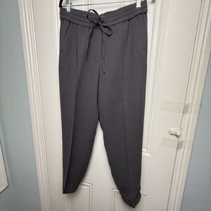 J Crew Pants Womens 8 Gray Pleated Tapered Leg Drawstring Elastic Waist Preppy